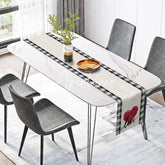 Aperturee - Aperturee Black Plaid Red Heart Valentines Day Table Runner